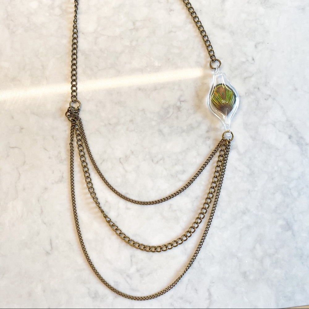 Feather multi chain necklace